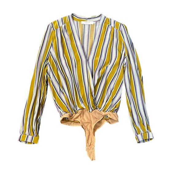 ASTR the Label green striped long sleeve bodysuit size M NWT - Picture 11 of 11